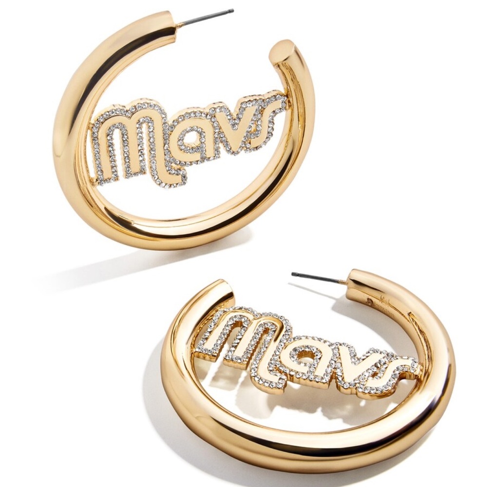 Baublebar-Dallas Mavericks- Large Gold Hoop Earrings with 'Mavs' Design